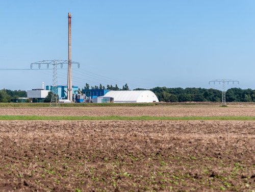 Blick auf das Biomasse-Heizkraftwerk Hagenow